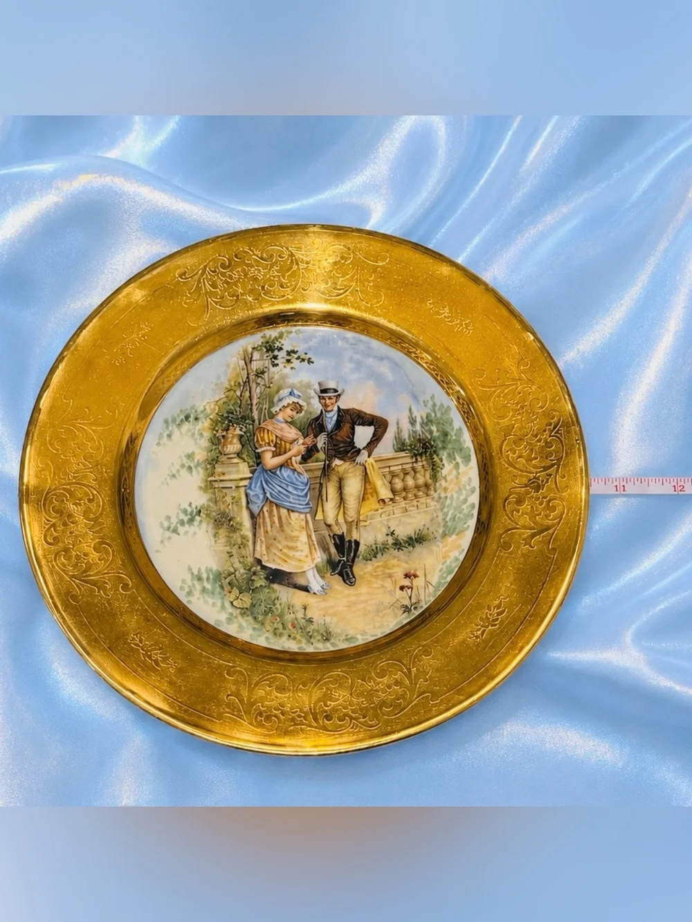 Original Vintage Fine Art Porcelain 10” Plate LADY RENEE 22k GOLD Osborne Studio